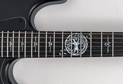 CUSTOM MITHANS INLAYS ON EBONY FINGERBOARD