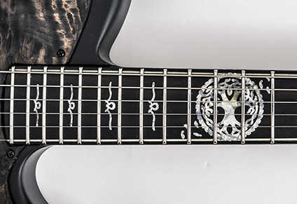 CUSTOM MITHANS INLAYS ON EBONY FINGERBOARD